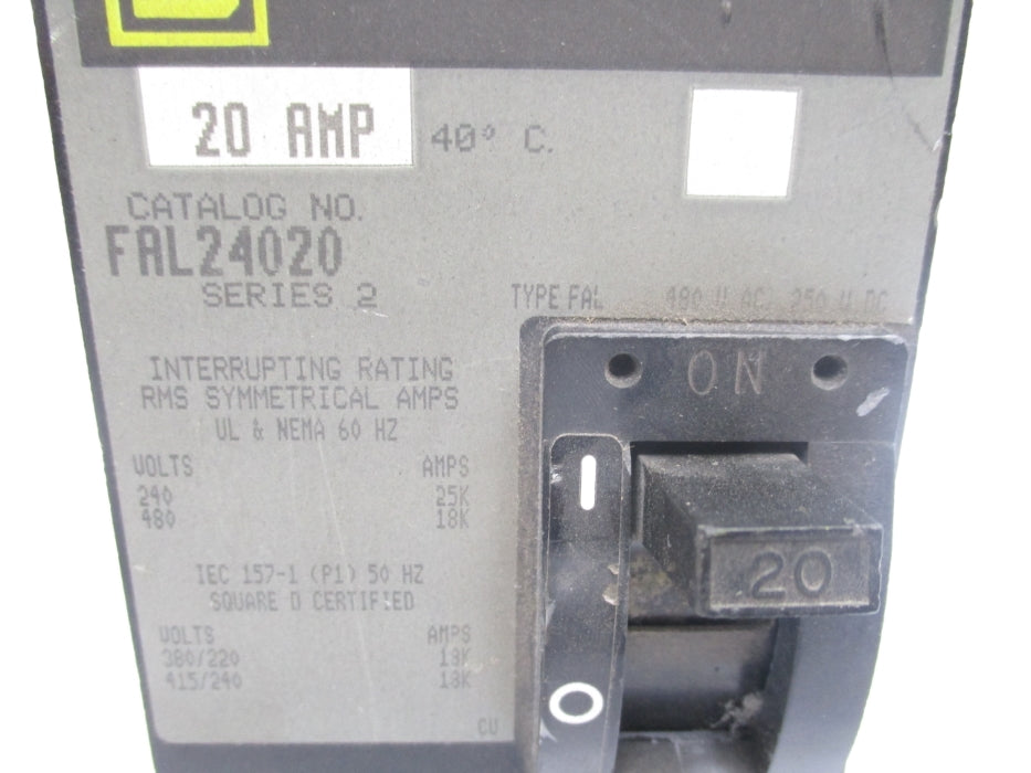SQUARE D FAL24020 SER. 2 480V 20A UNMP