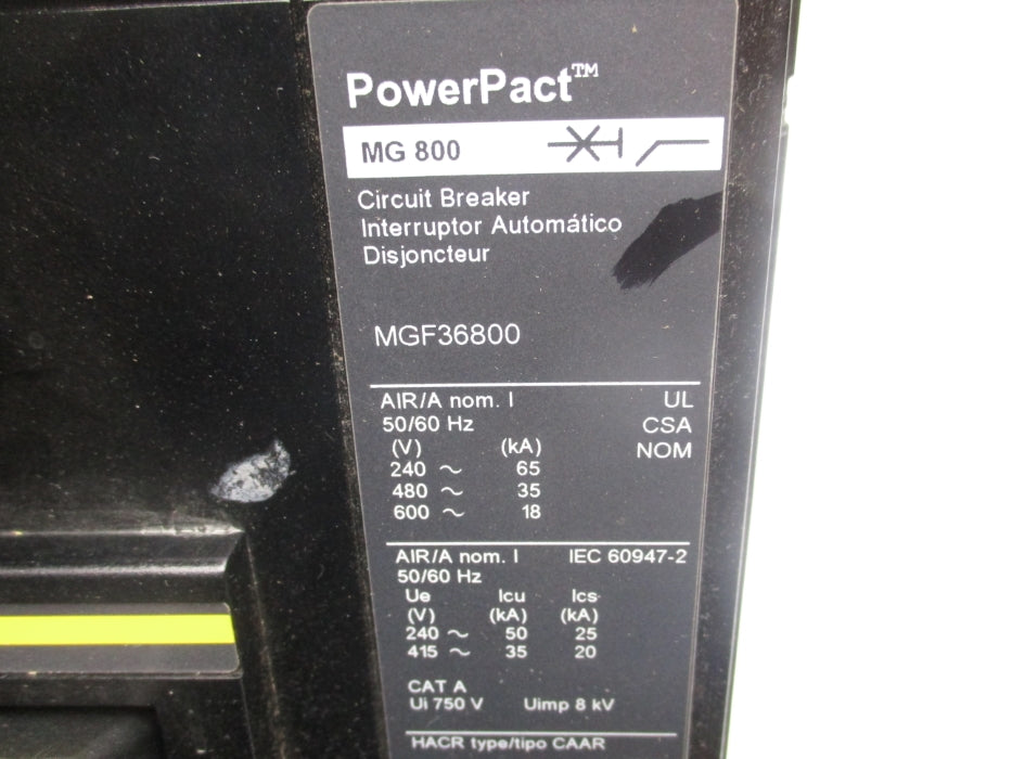 SQUARE D MGF36800 800A 600V (AS PICTURED) NUPI