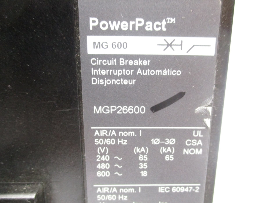 SQUARE D MGP26600 600A 600V (AS PICTURED) NUPI