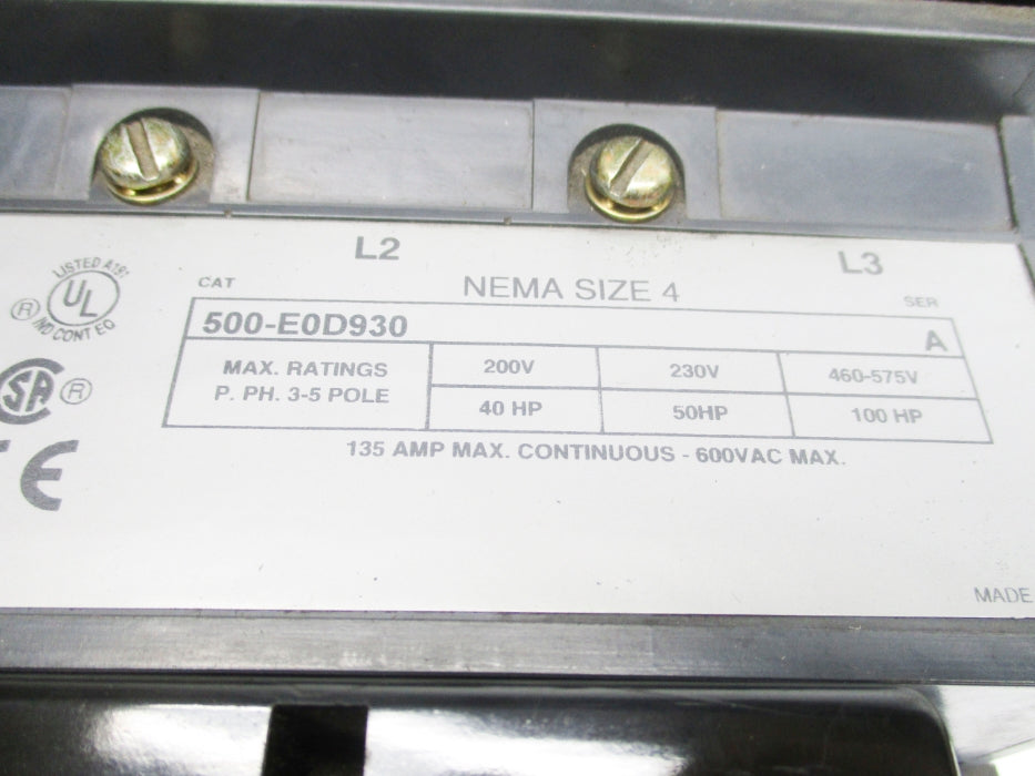 INDUSTRIAL SPARE PART 500-E0D930 SER. A UNMP