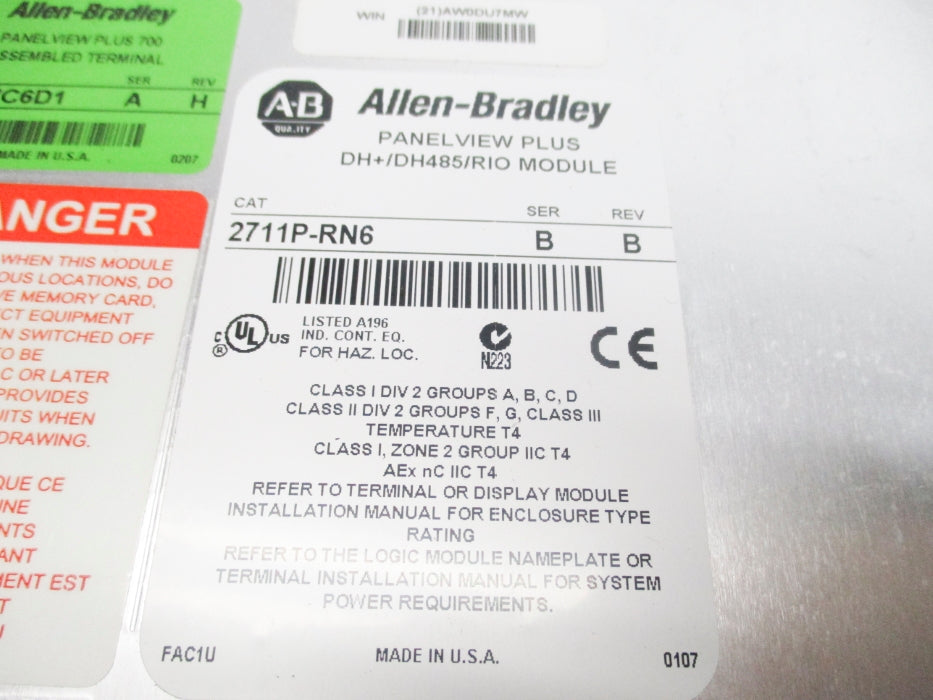 ALLEN BRADLEY 2711P-T7C6D1 SER. A NSMP