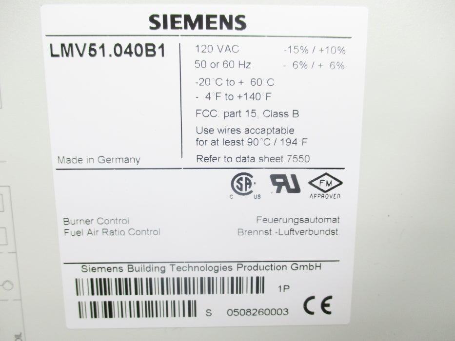 SIEMENS LMV51.040B1 NSMP