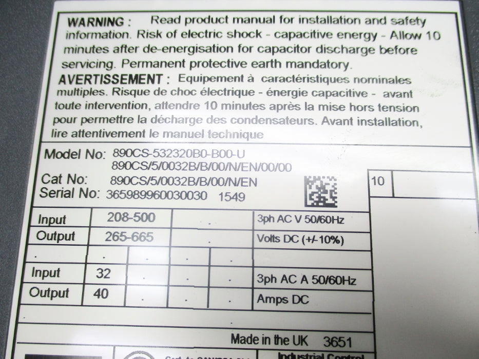 PARKER 890CS/5/0032B/B/00/N/EN/00/00 UNMP