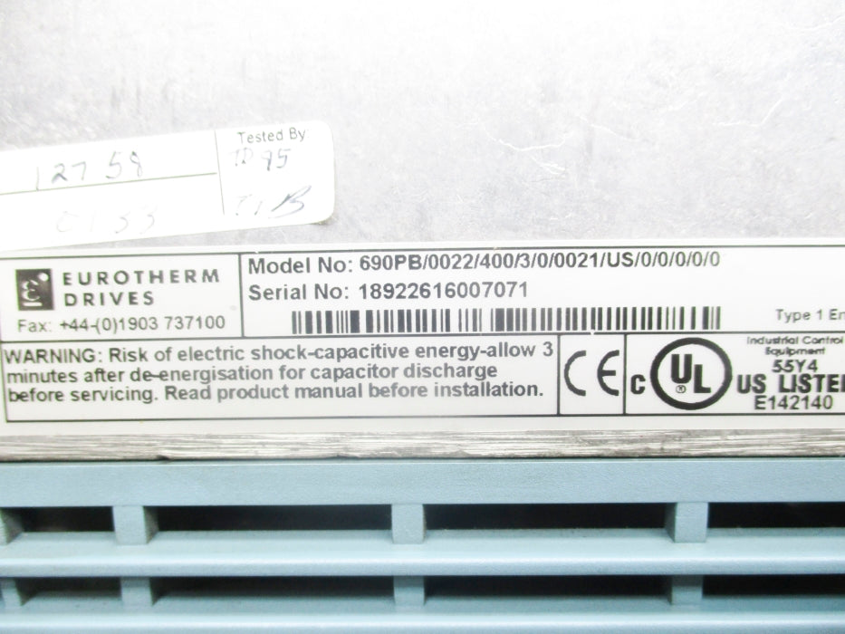 EUROTHERM DRIVE 690PB/0022/400/3/0/0021/US/0/0/0/0/0 (AS IS) UNMP
