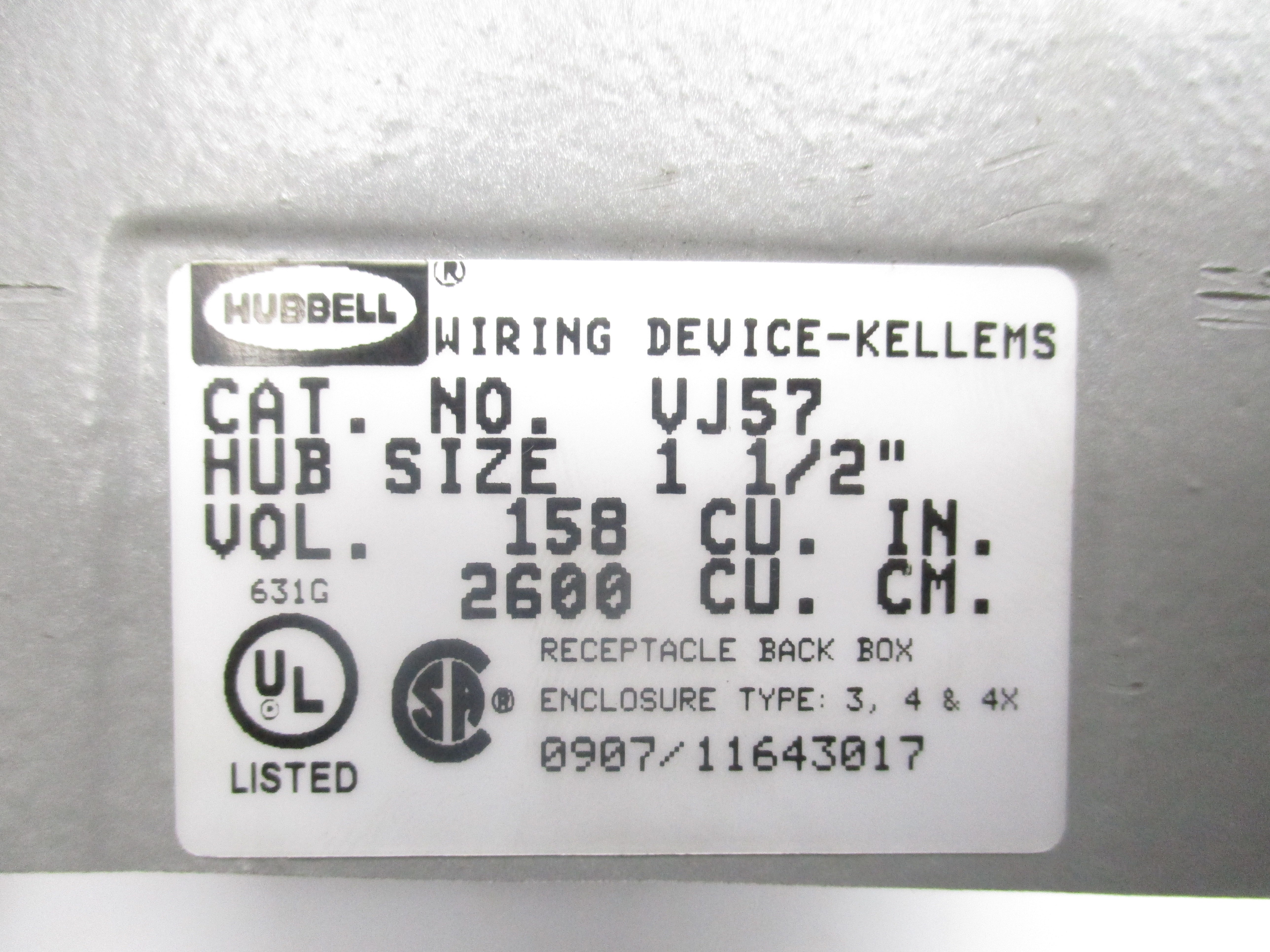 HUBBELL VJ57 (AS PICTURED) NSNP