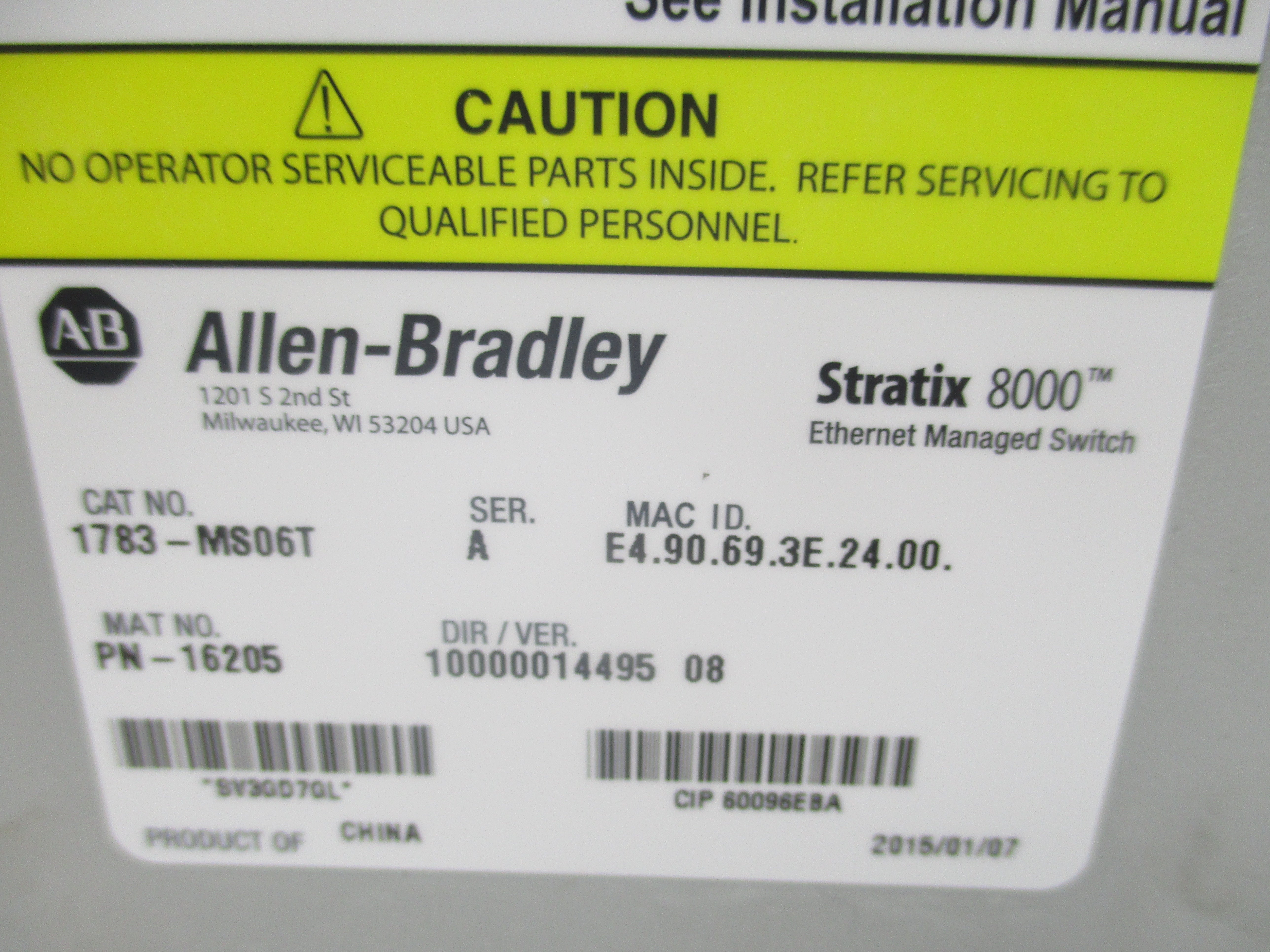 ALLEN BRADLEY 1783-MS06T SER. A NSMP