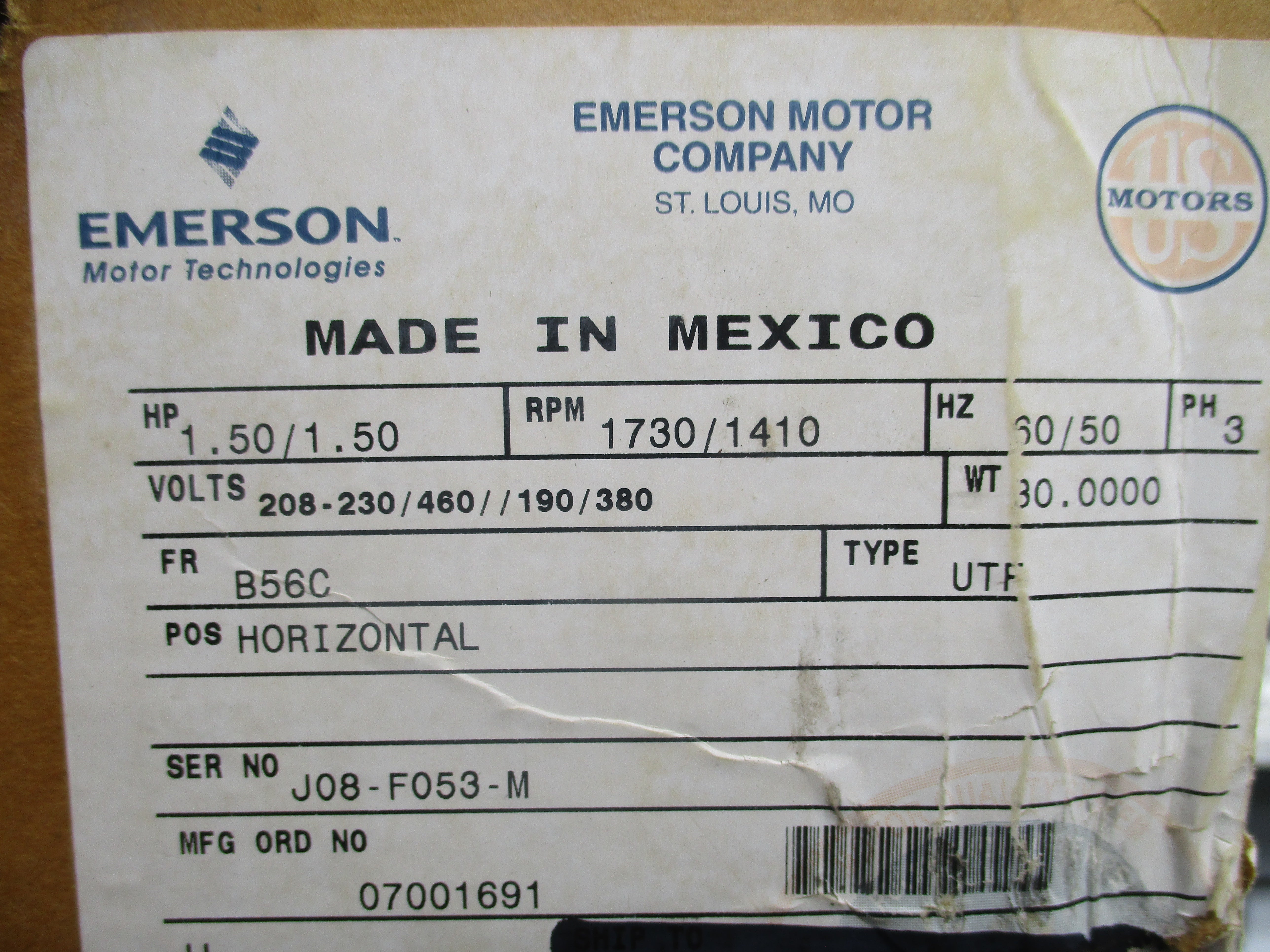 US MOTORS U32SAFCR F053 NSMP
