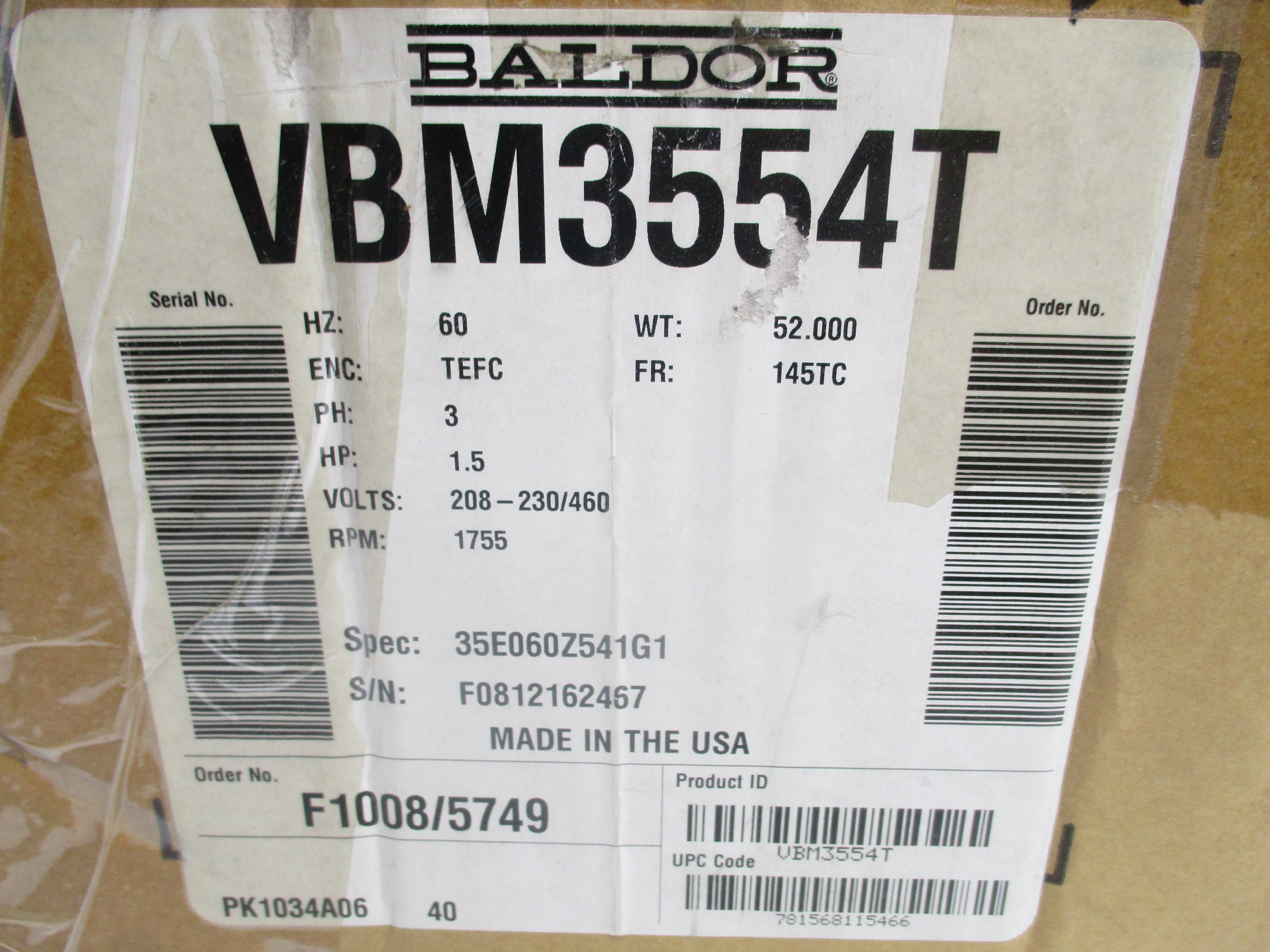 BALDOR VBM3554T NSMP