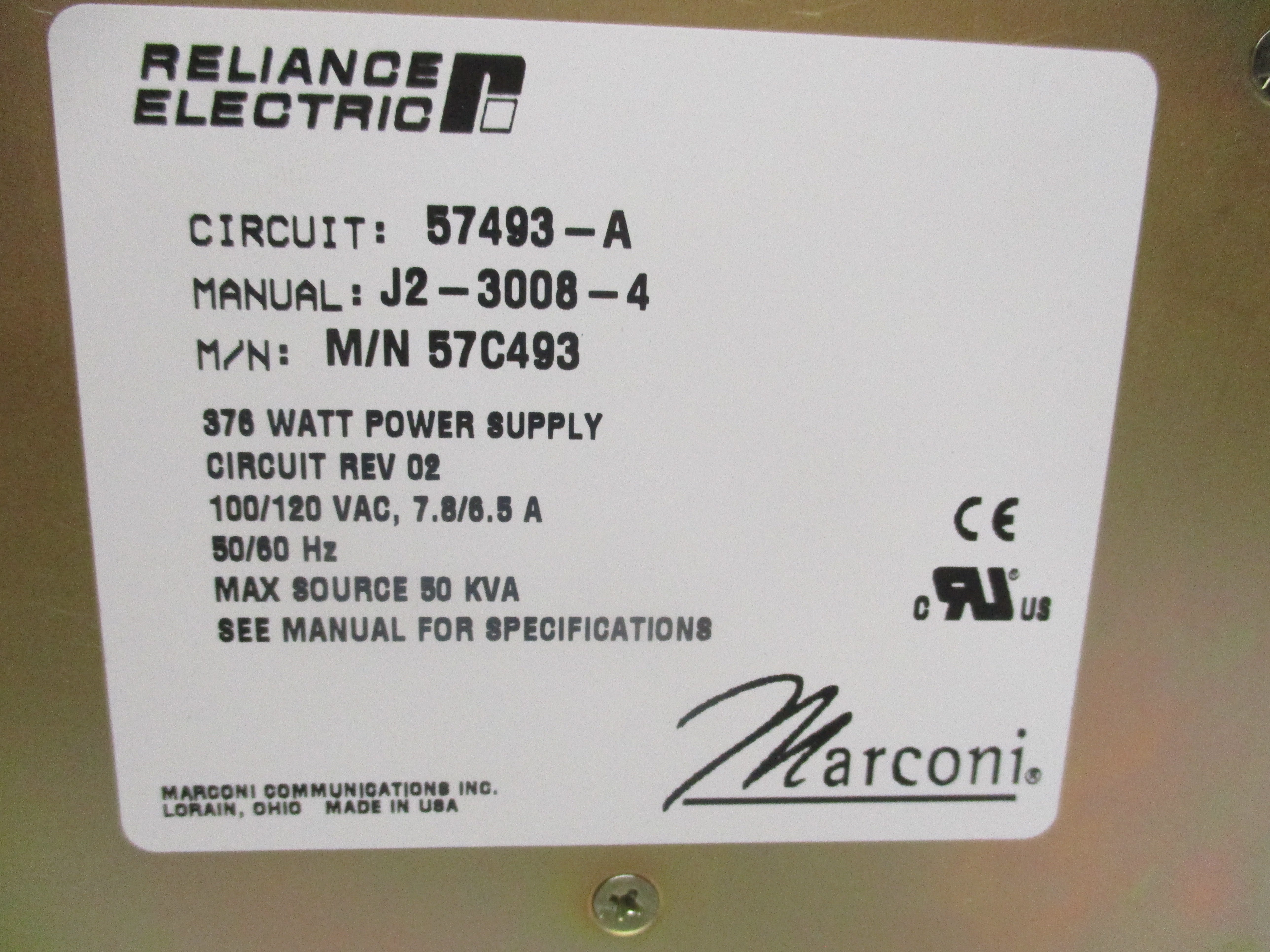RELIANCE ELECTRIC 57493-A NSMP