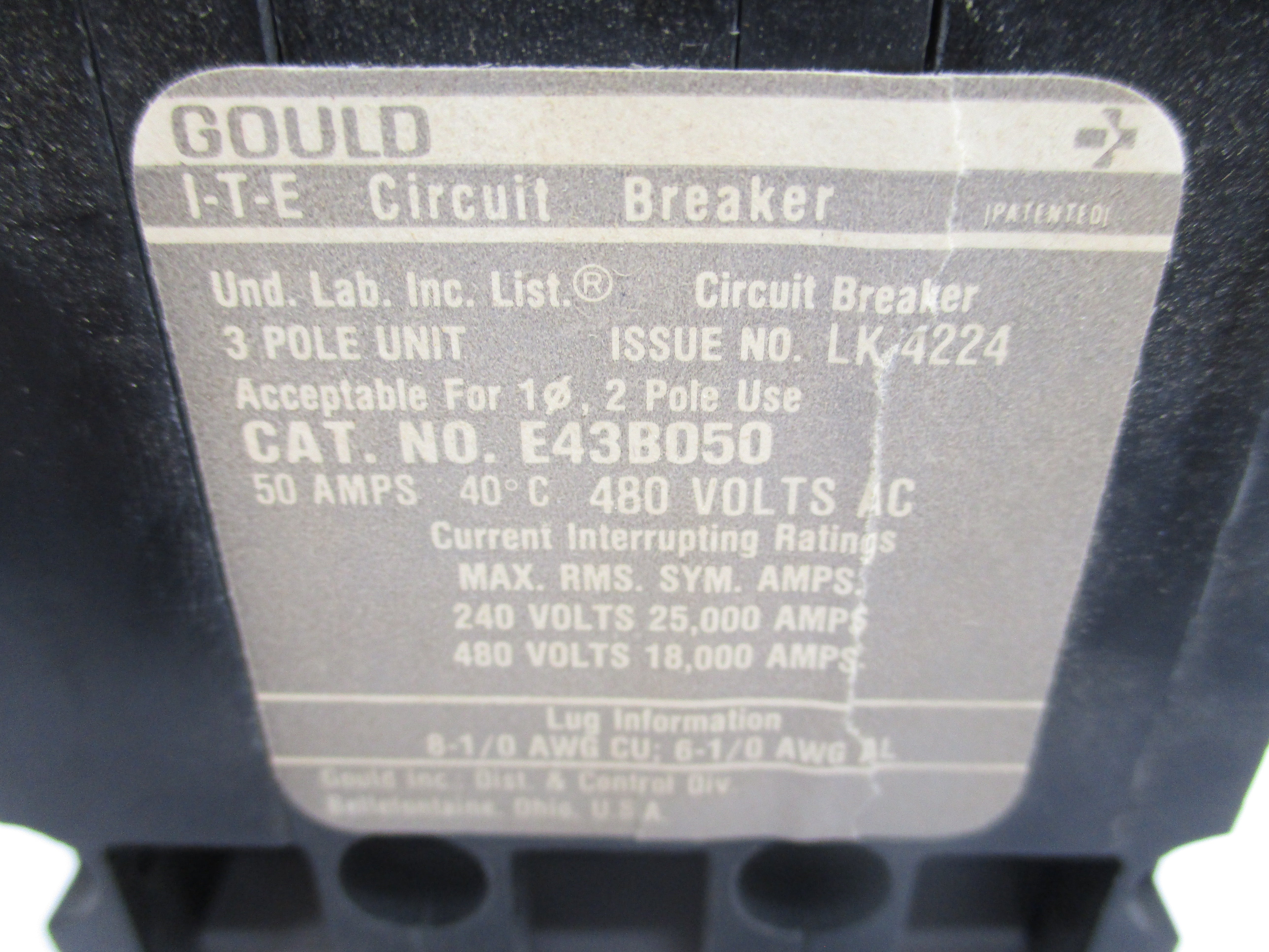GOULD E43B050 50A 480V NSMP