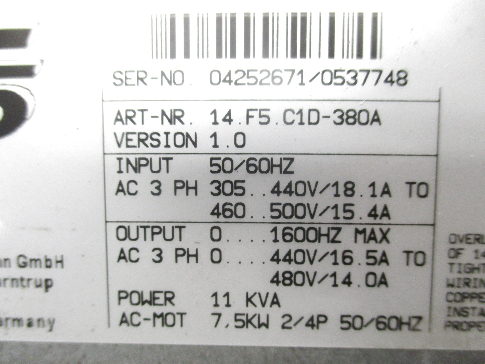 KEB 14.F5.C1D-380A UNMP