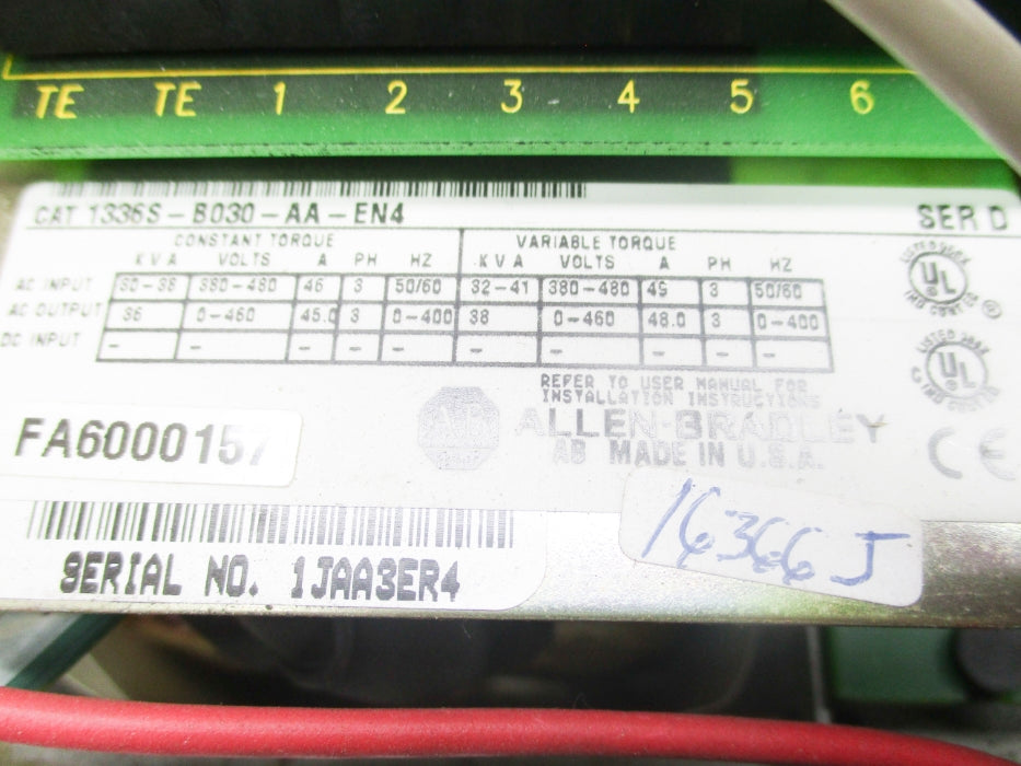 ALLEN BRADLEY 1336S-B030-AA-EN4 SER. D UNMP
