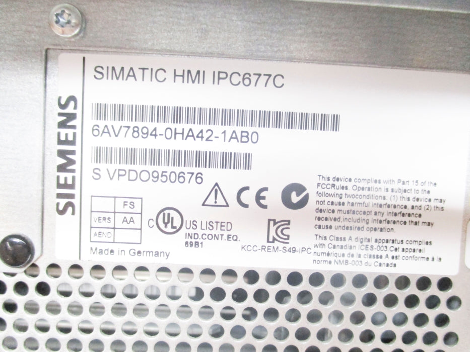 SIEMENS 6AV7894-0HA42-1AB0 (AS PICTURED) NSNP