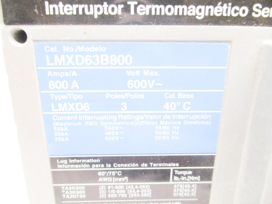 SIEMENS LMXD63B800 800A 600V NSNP