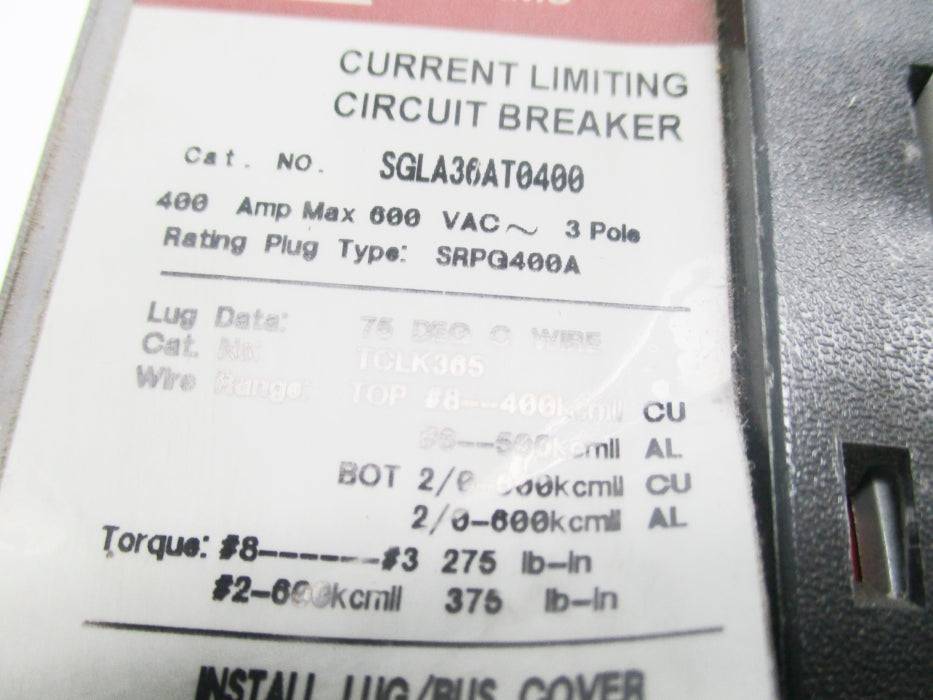 GENERAL ELECTRIC SGLA36AT0400 400A 600V UNMP