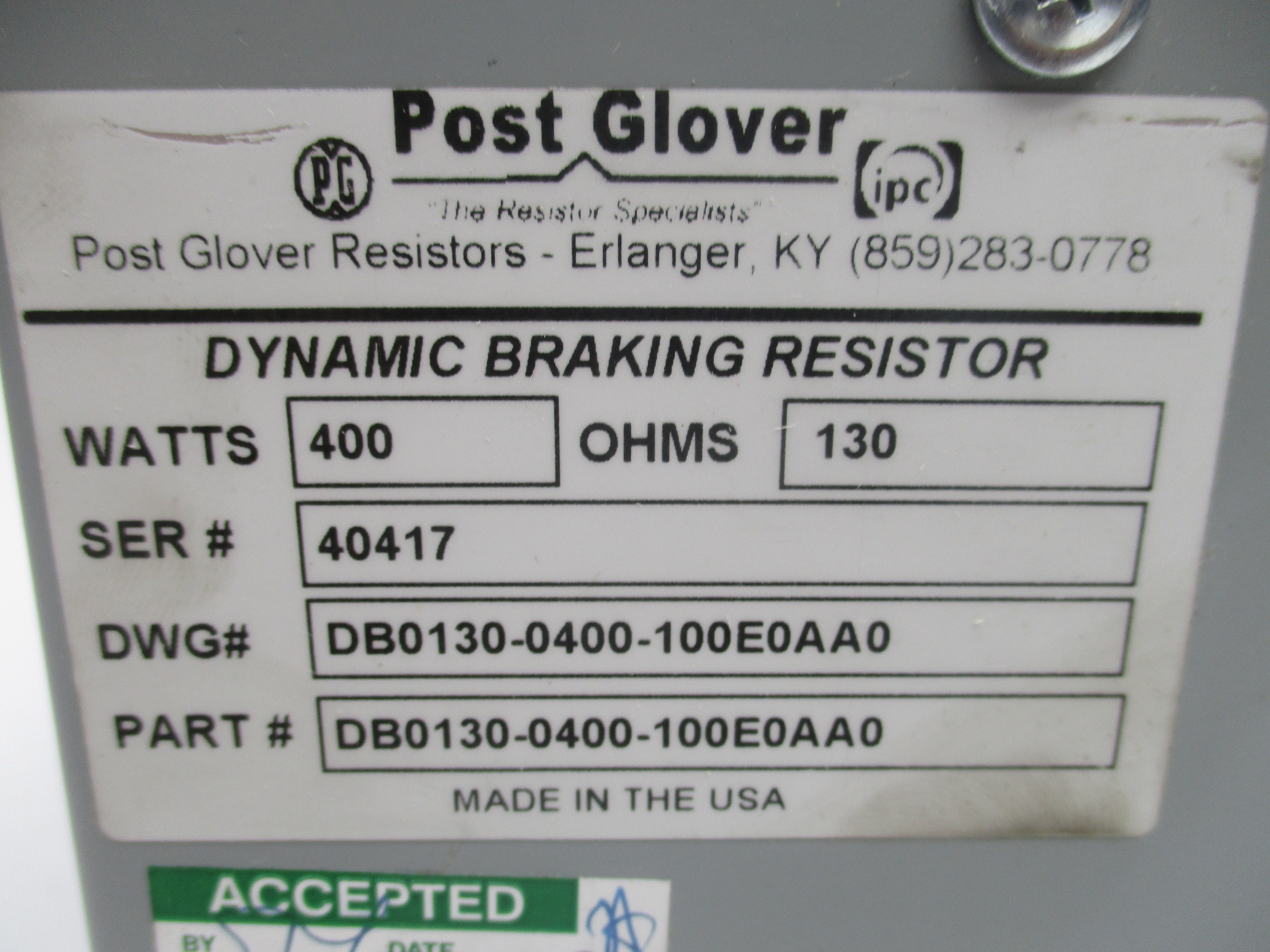 POST GLOVER DB0130-0400-100E0AA0 NSNP