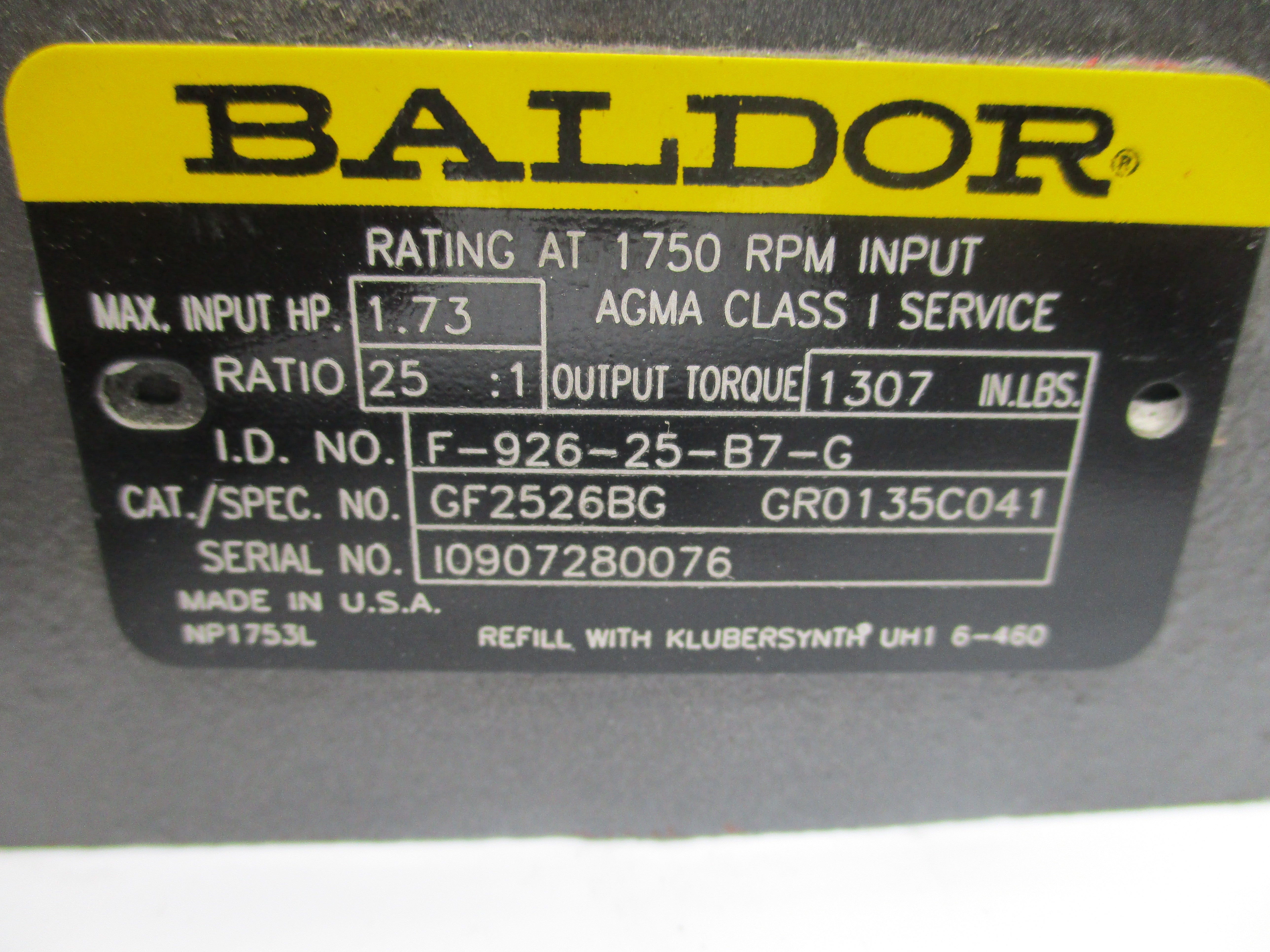 BALDOR GF2526BG UNMP