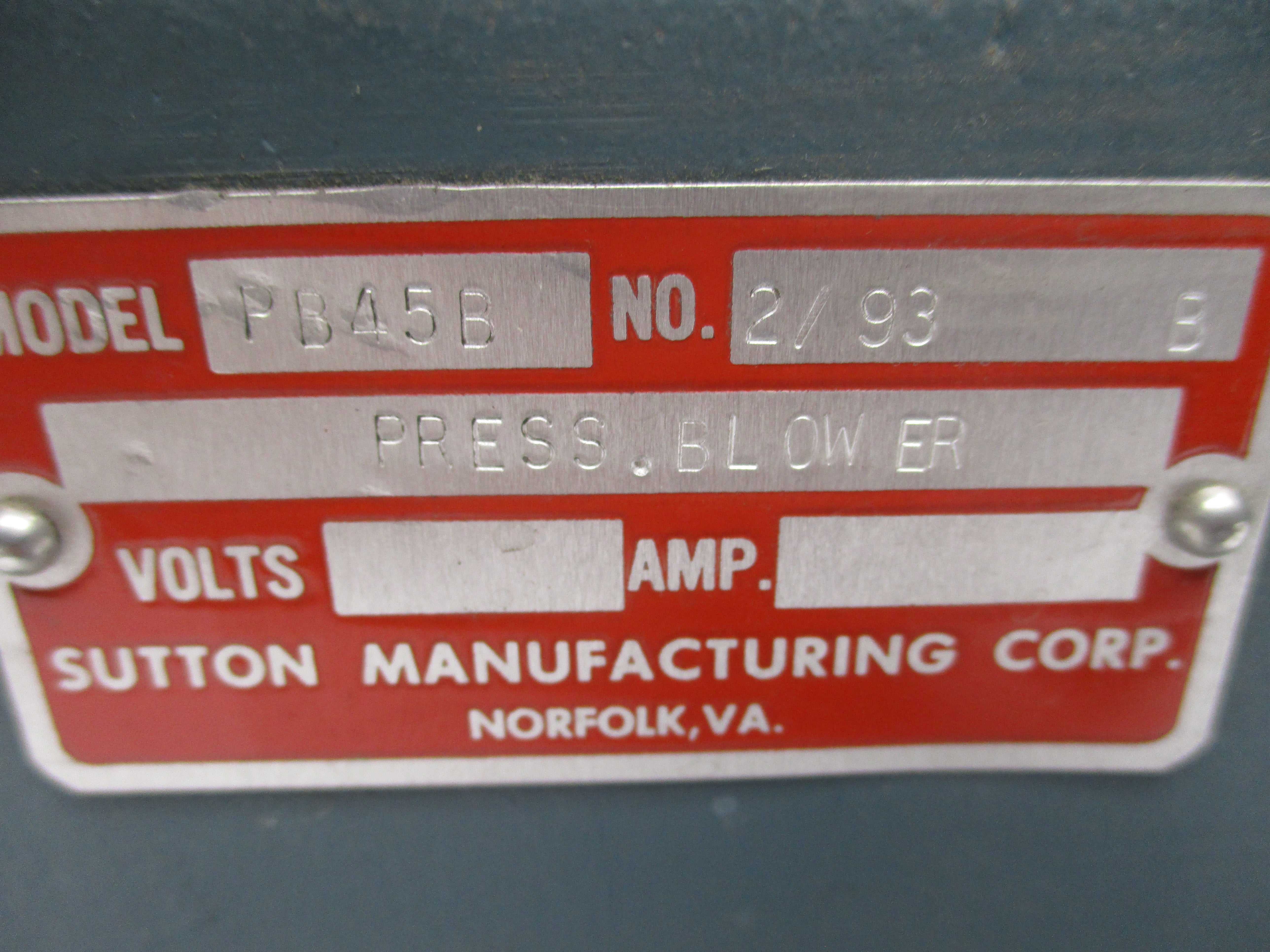 SUTTON MANUFACTURING PB45B UNMP