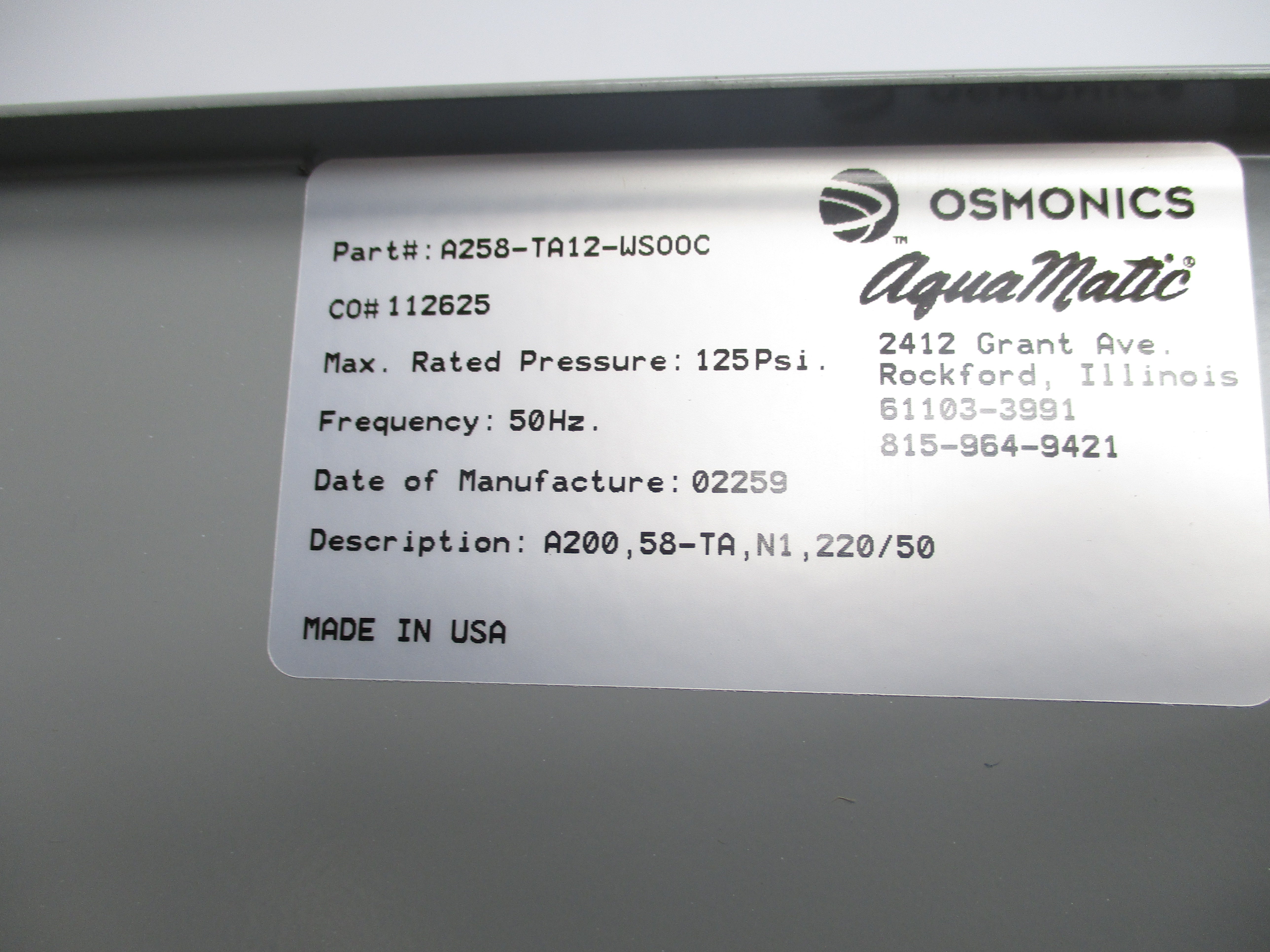 OSMONIC A258-TA12-WS00C NSNP