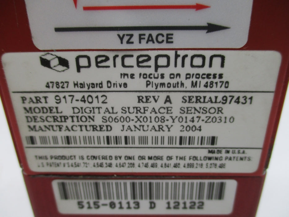 PERCEPTRON 917-4012 S0600-X0108-Y0147-Z0310 REV. A REMAN