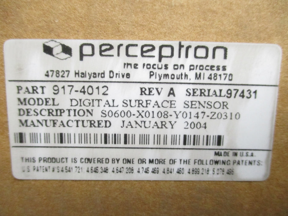 PERCEPTRON 917-4012 S0600-X0108-Y0147-Z0310 REV. A REMAN