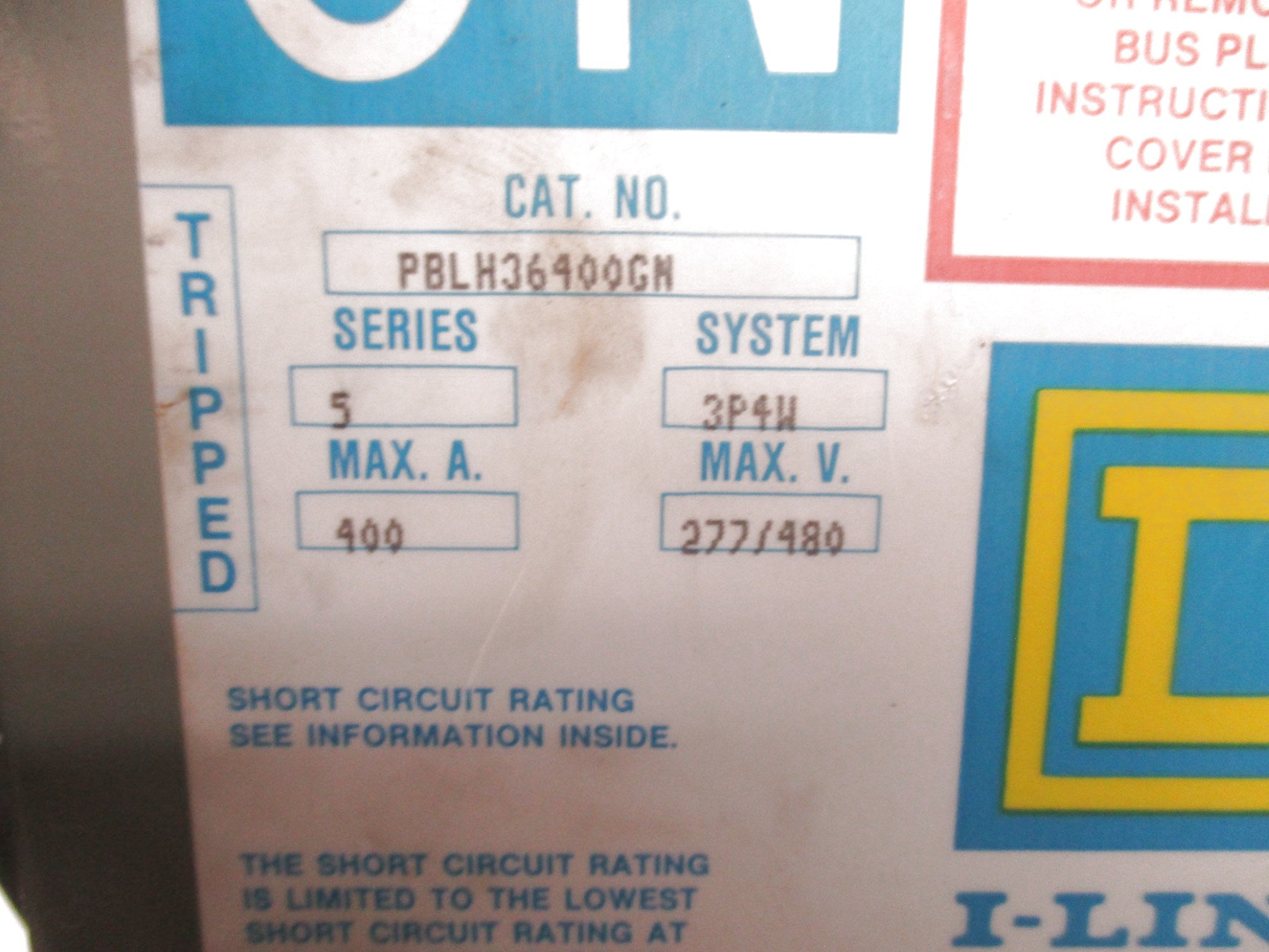 SQUARE D PBLH36400GN SER. 5 400A 277-480V UNMP