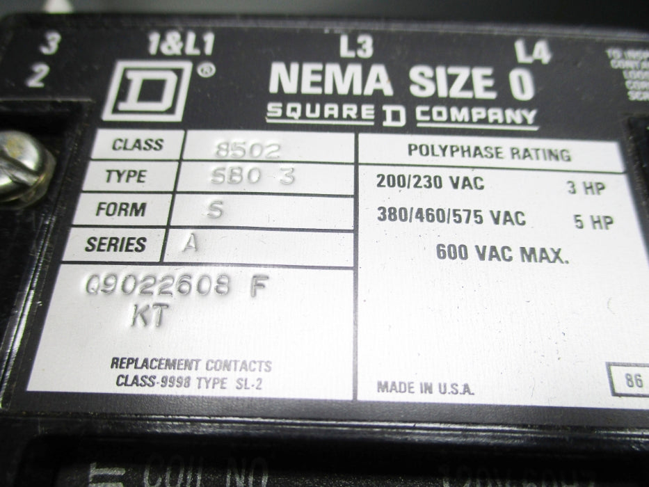 SQUARE D 8502SBA3 SER. A NSNP