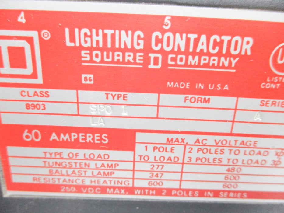SQUARE D 8903SP01 SER. A 110/120V 60A NSNP
