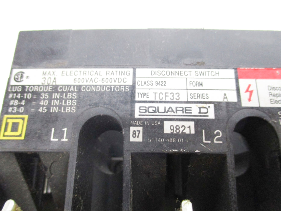 SQUARE D 9422TCF33 SER. A UNMP