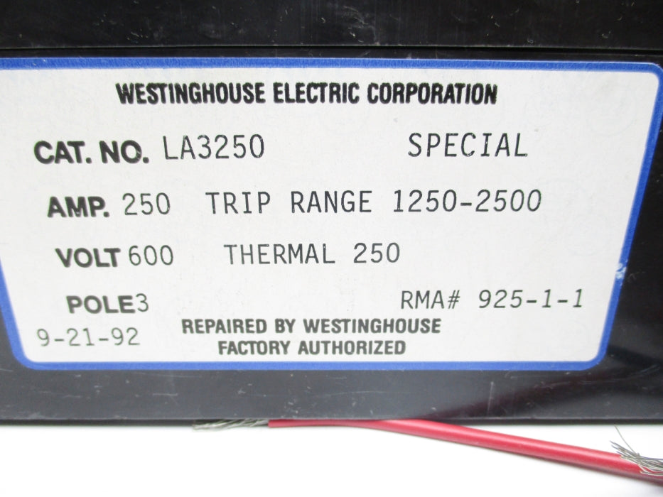 WESTINGHOUSE LA3250 250A 600V REMAN