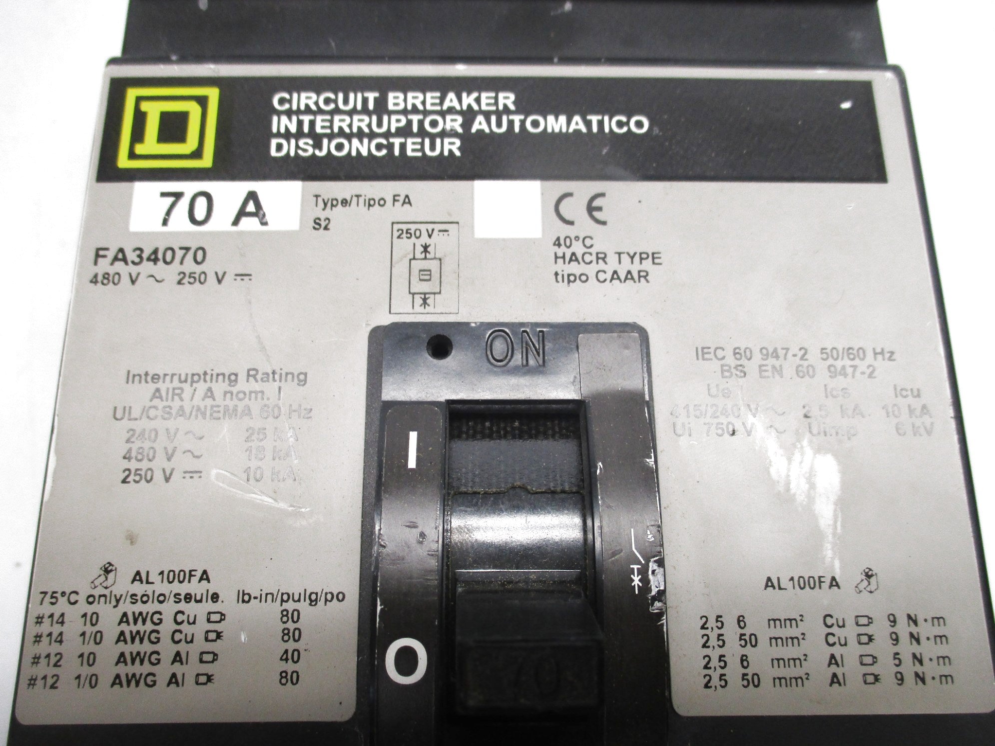 SQUARE  D FA36100  SER. 2 250VDC (GREY) NSNP