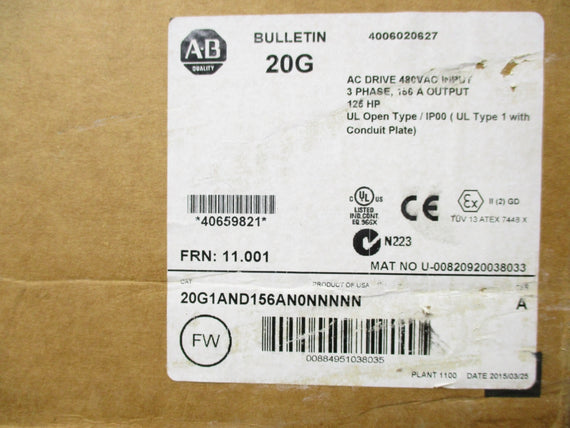 ALLEN BRADLEY 20G1AND156AN0NNNNN SER. A F/W11.001 NSMP
