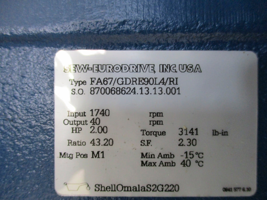 SEW EURODRIVE FA67/GDRE90L4/RI NSNP