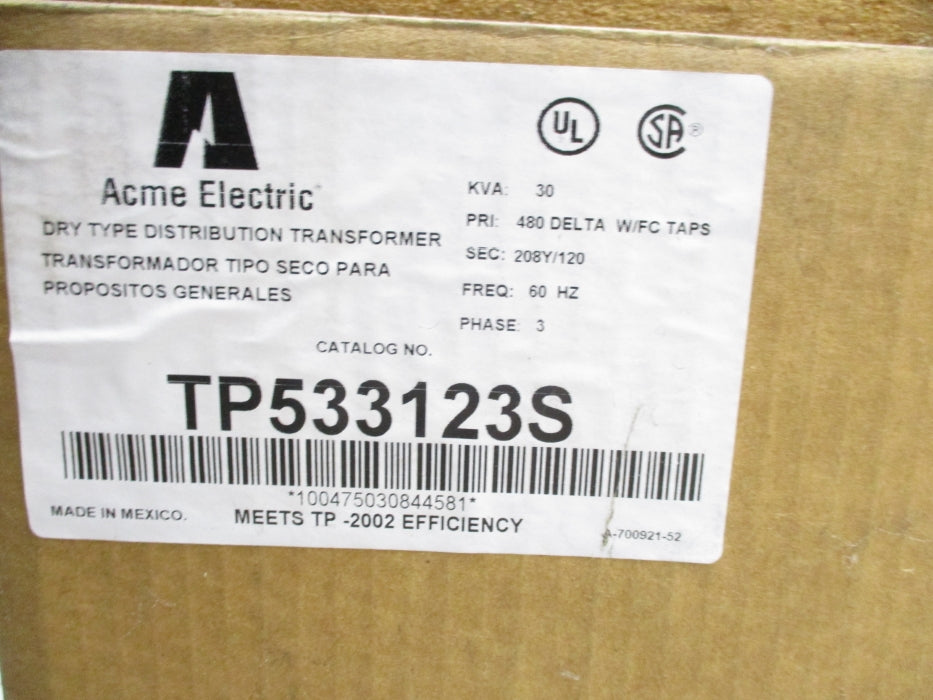 ACME ELECTRIC TP533123S 30KVA NSMP