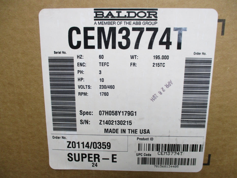 BALDOR CEM3774T NSMP