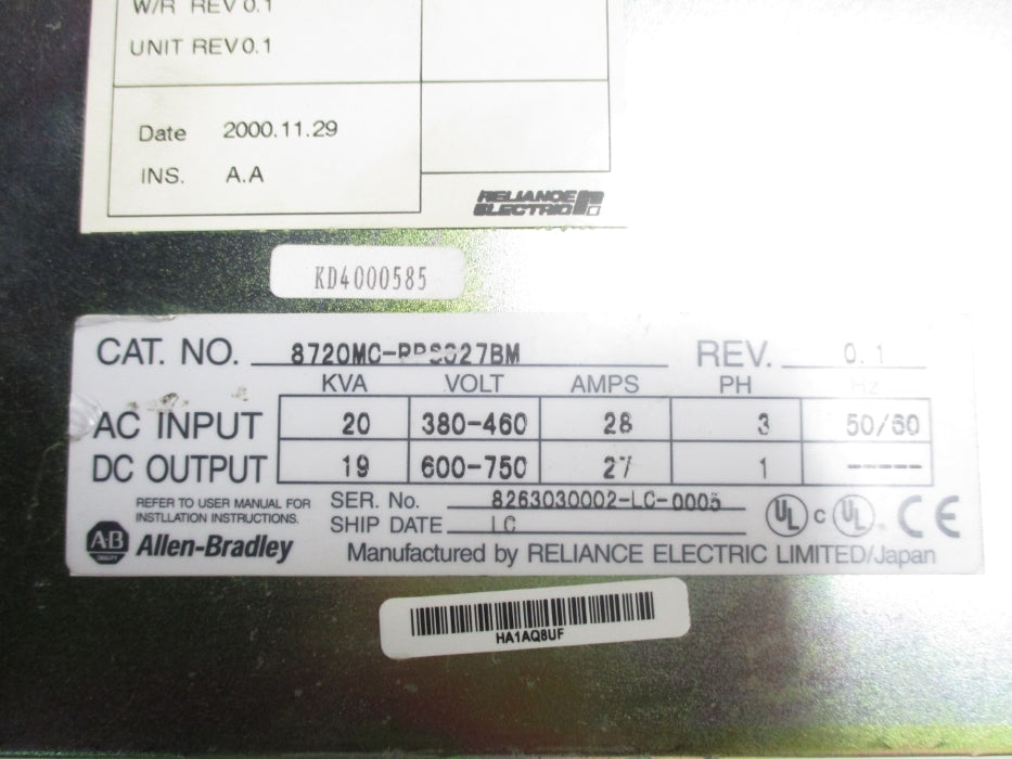 ALLEN BRADLEY 8720MC-RPS027BM REMAN