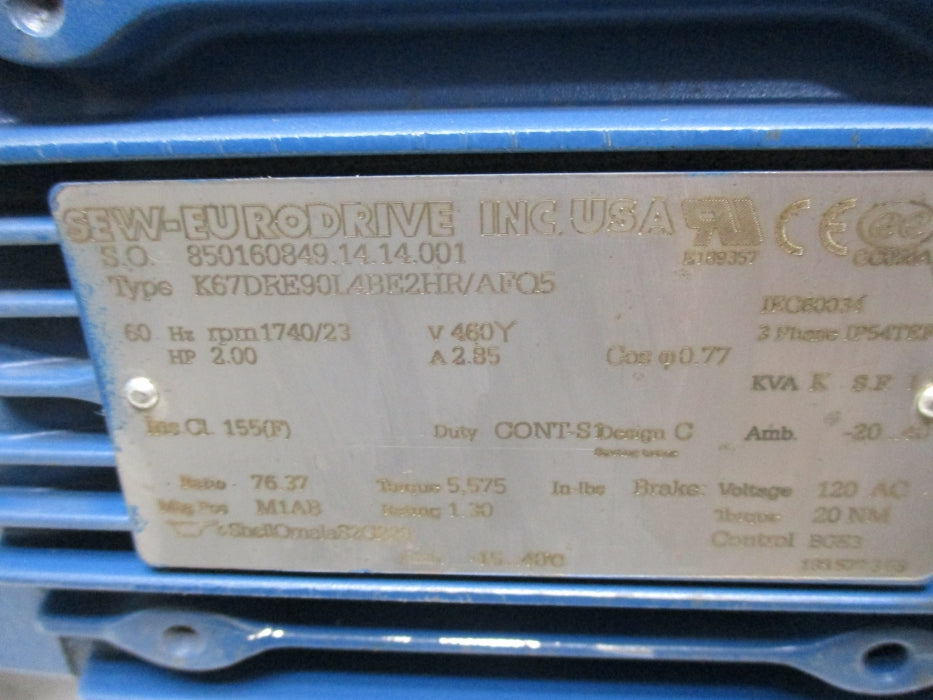SEW-EURODRIVE K67DRE90L4BE2HR/AFO5 NSNP