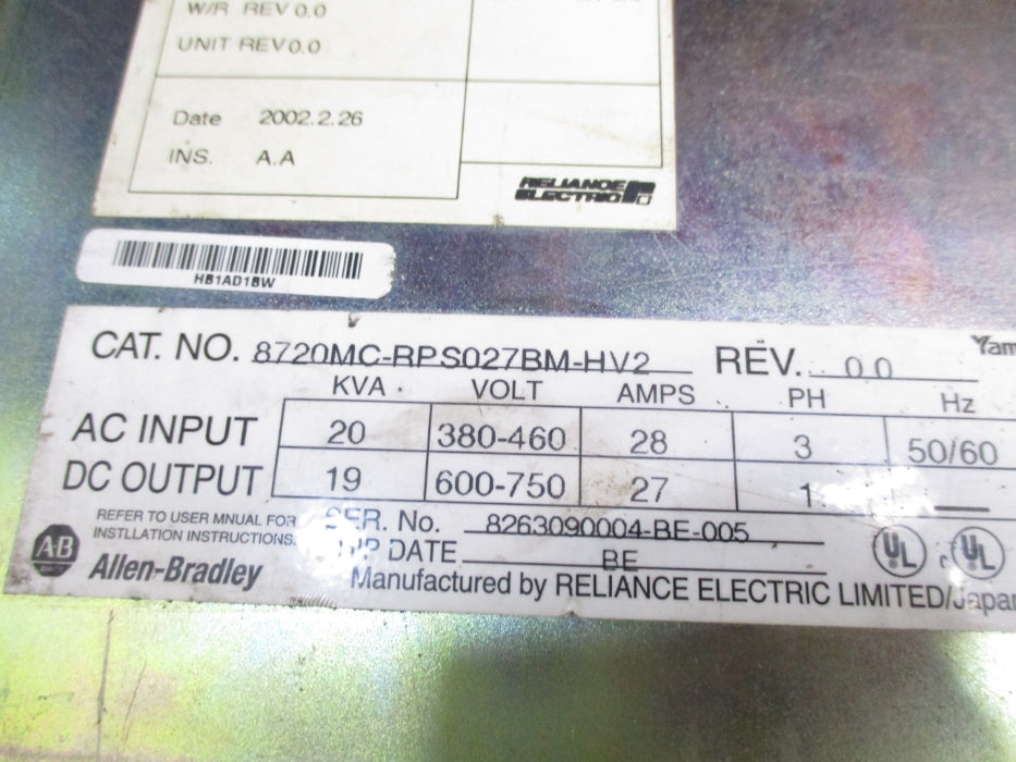 INDUSTRIAL SPARE PART 8720MC-RPS027BM-HV2 REMAN