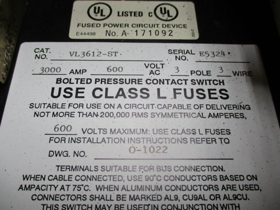 BOLT SWITCH VL3612-ST NSMP