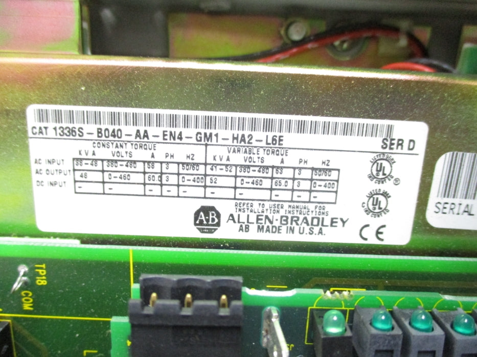 ALLEN BRADLEY 1336S-B040-AA-EN4-GM1-HA2-L6E SER. D NSNP