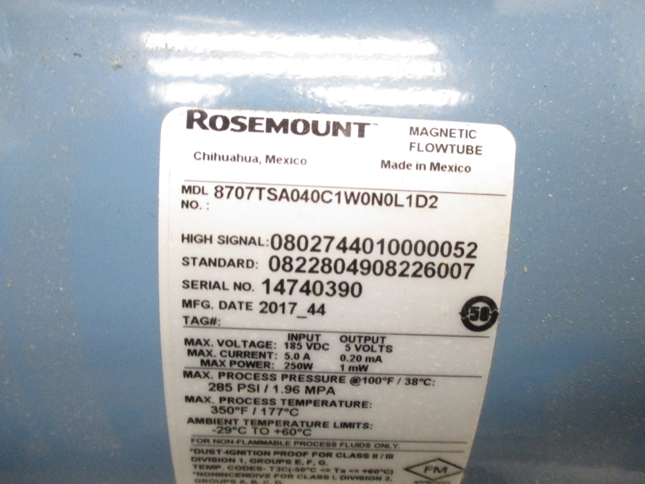 ROSEMOUNT 8707TSA040C1W0N0L1D2 285PSI NSMP