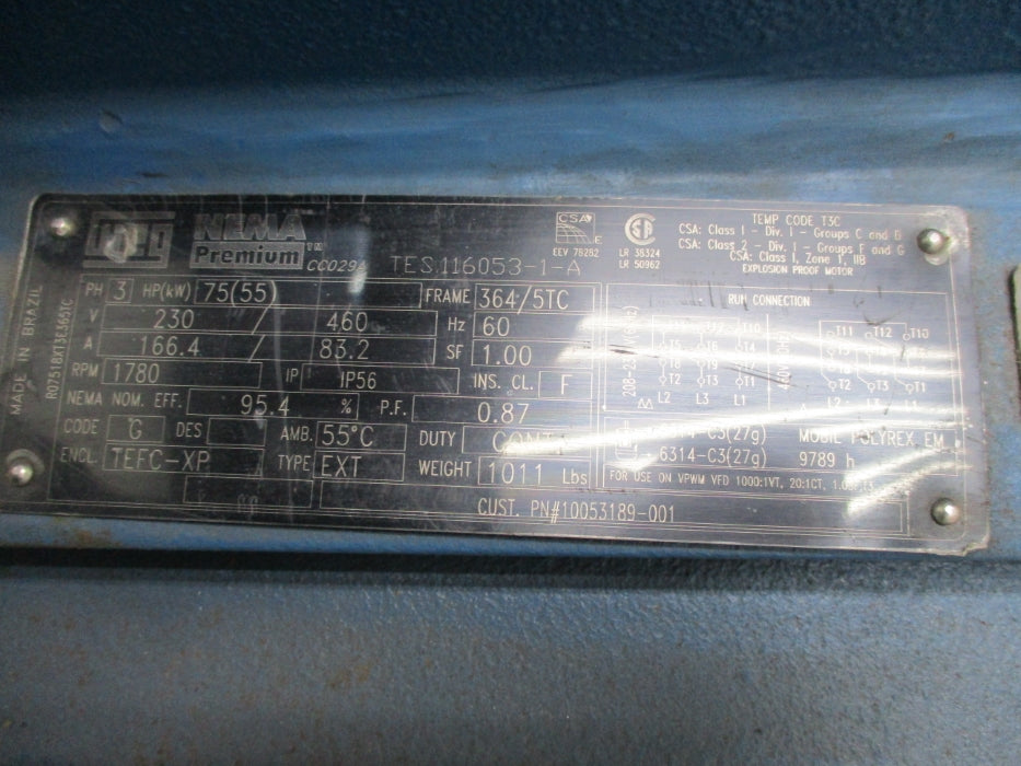 PROPRIETARY PUMP 10669118-001 with 75HP 364/5TC MOTOR NSNP
