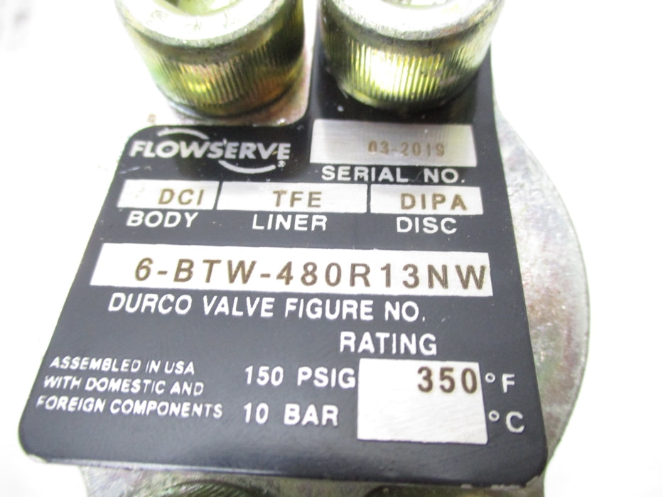 FLOWSERVE LINED VALVE 6-BTW-480R13NW 150PSIG NSMP