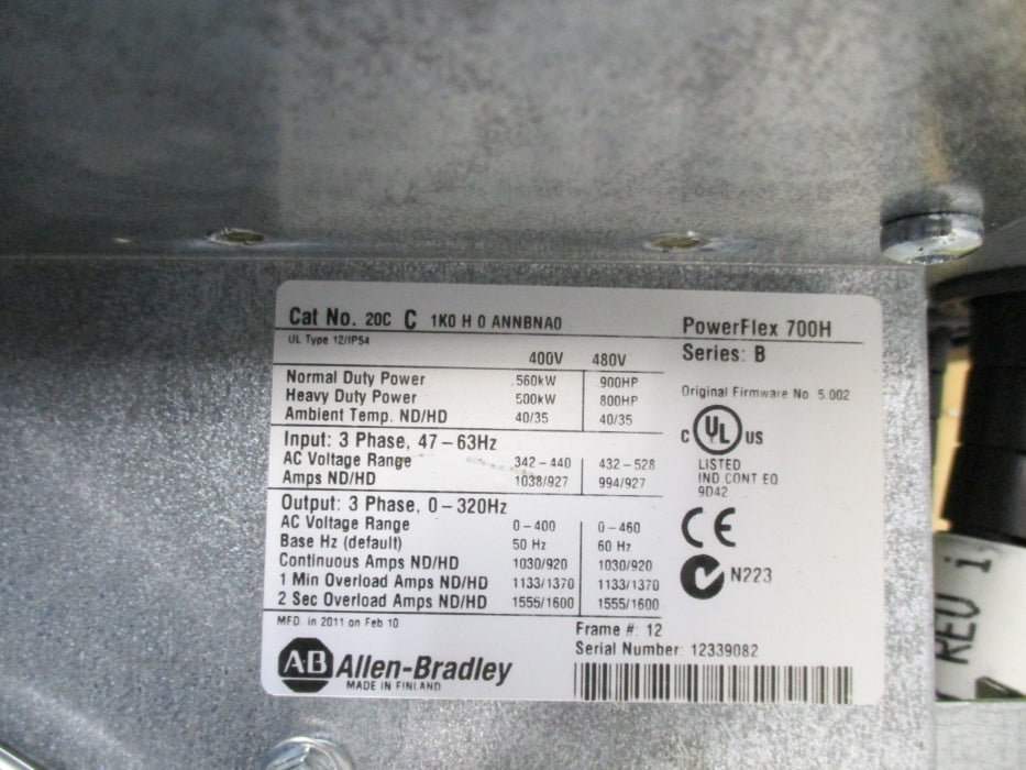 ALLEN BRADLEY 20YD460N0ANNANA0 SER. A F/W PF700AFEV002 NSMP