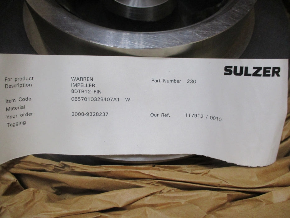 SULZER IMPELLER 8DTB12FIN NSMP