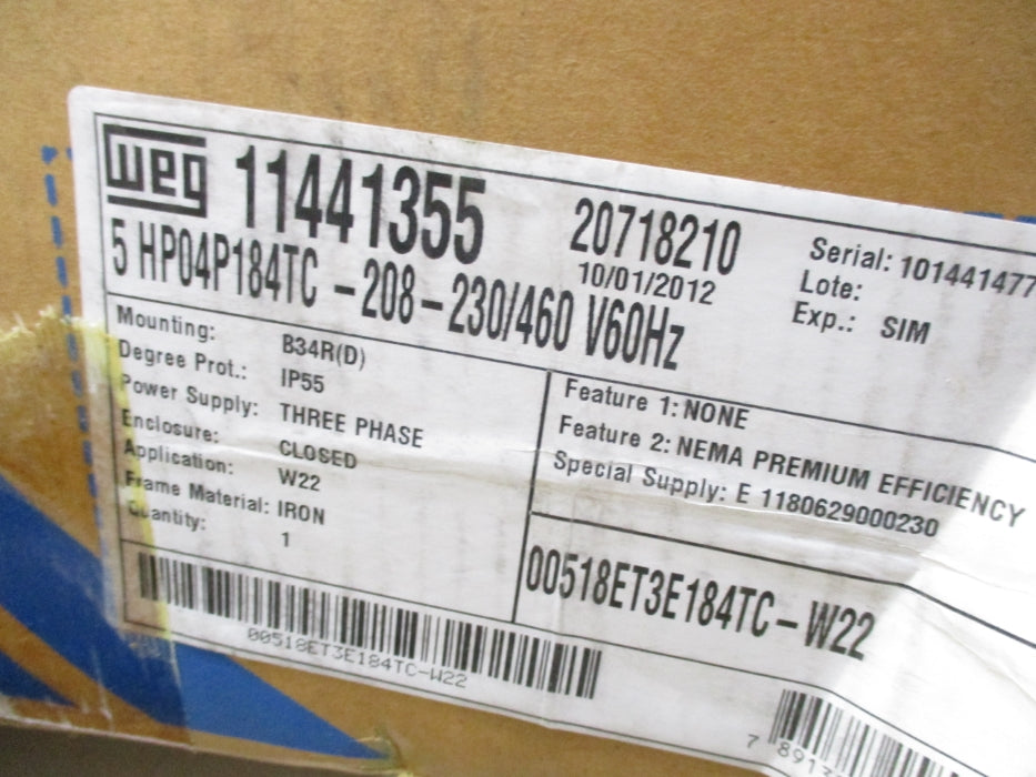 WEG 00518ET3E184TC-W22 NSMP
