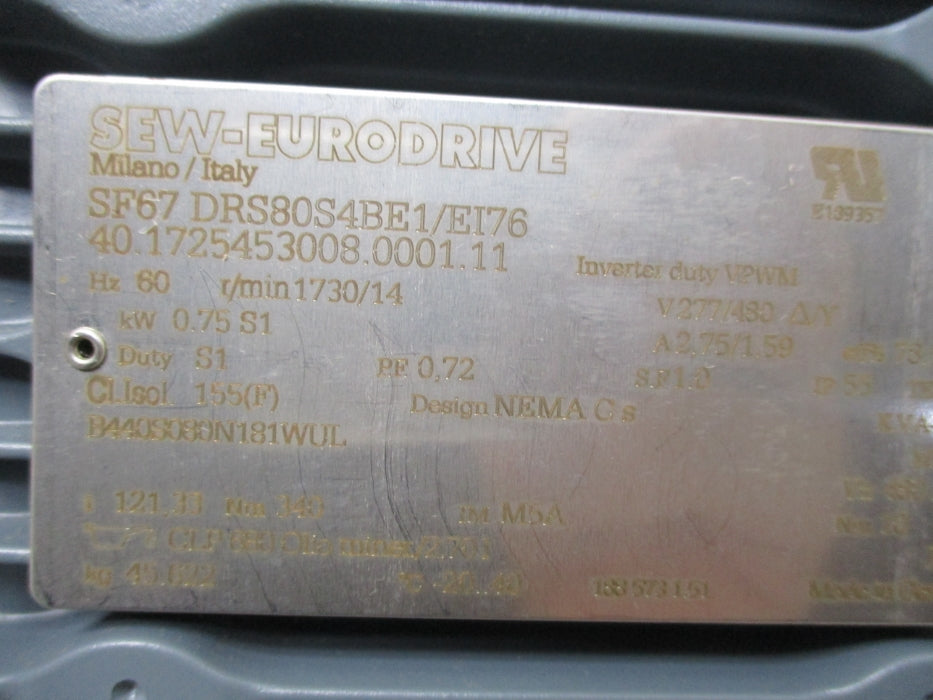 SEW-EURODRIVE SF67DRS80S4BE1/EI76 NSNP
