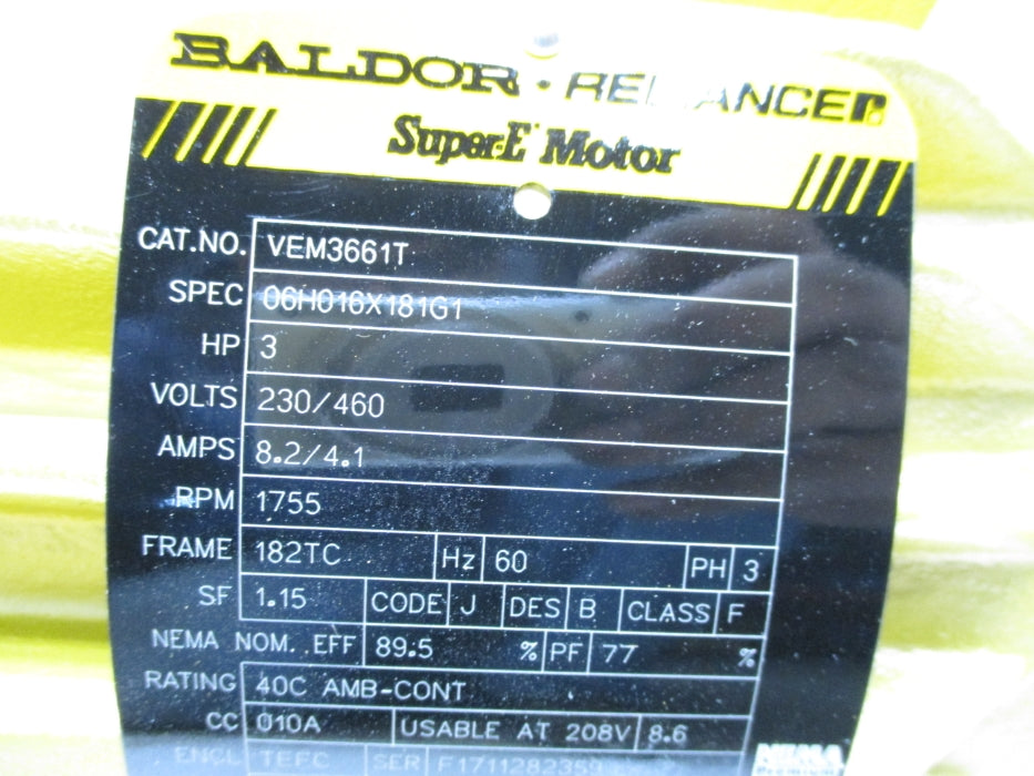 BALDOR VEM3661T SER. F  NSMP