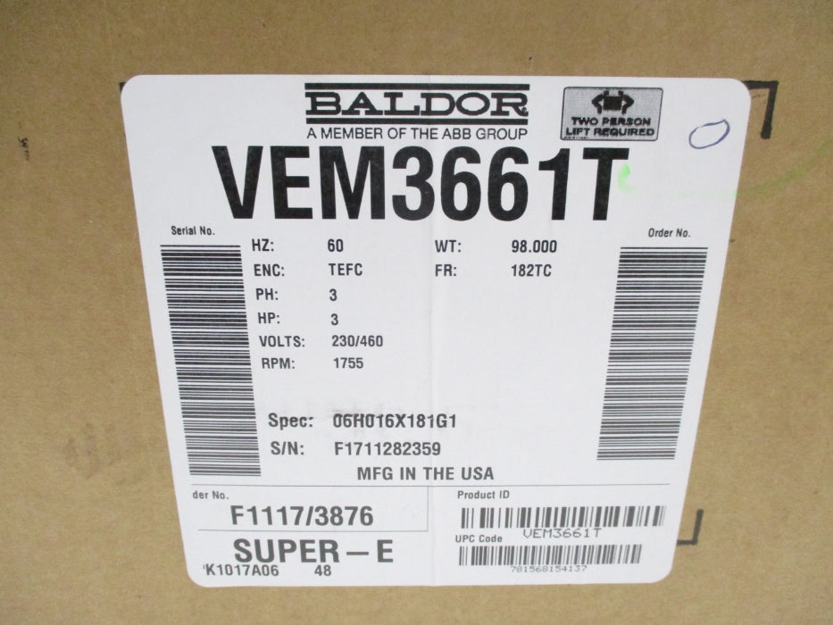 BALDOR VEM3661T SER. F  NSMP