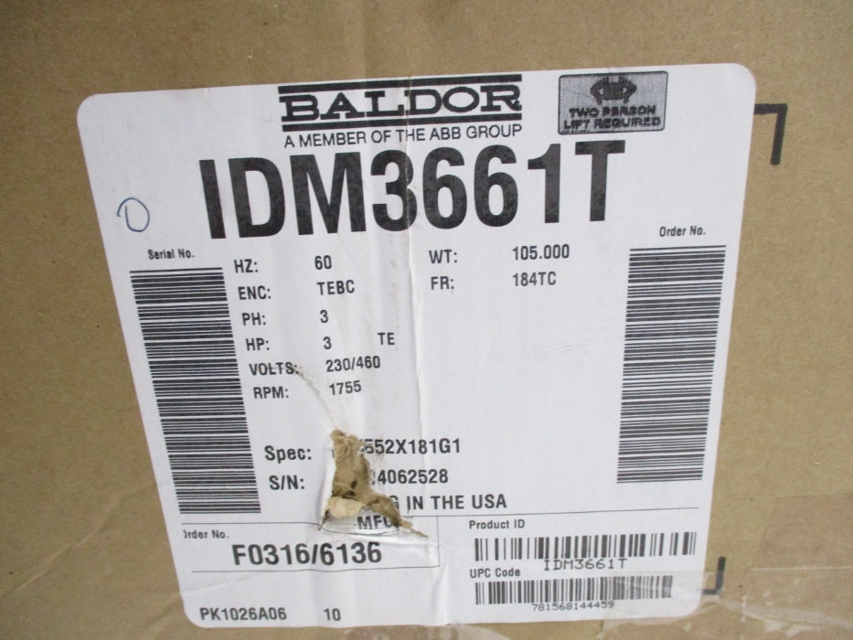 BALDOR IDM3661T SER. F NSMP
